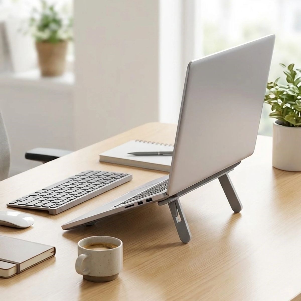 BUFFER® 2 Kademeli Katlanabilir Laptop Standı – Kendiliğinden Güçlü Yapışkanlı, Ergonomik Tablet Yükseltici