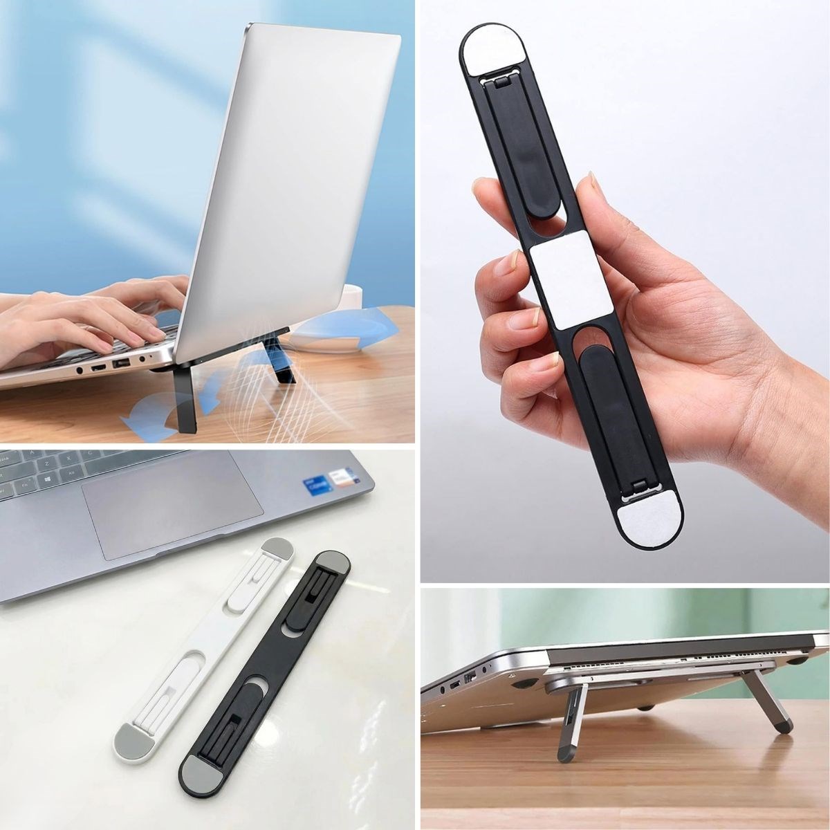 BUFFER® 2 Kademeli Katlanabilir Laptop Standı – Kendiliğinden Güçlü Yapışkanlı, Ergonomik Tablet Yükseltici