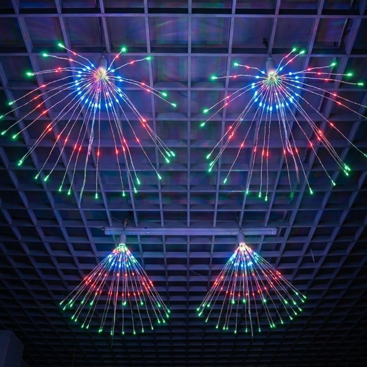 BUFFER® 4’lü Açılır LED Işık Seti – 8 Farklı Işık Modlu, Kumandalı, USB Kablolu Renkli Dekoratif Fiber LED Lamba