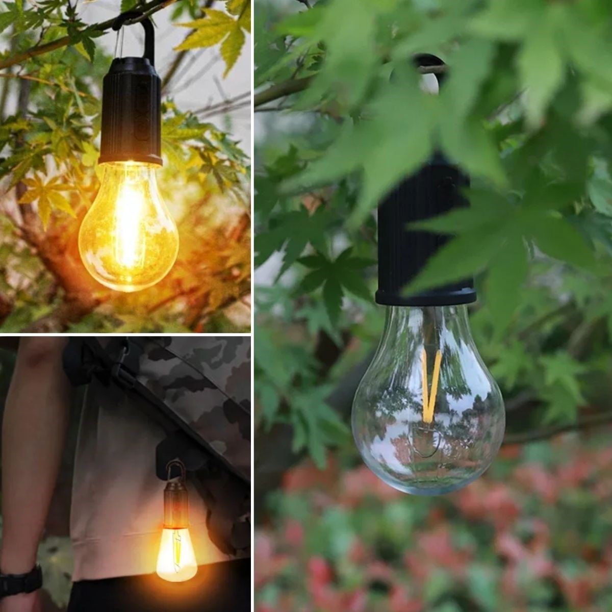 BUFFER® Şarj Olabilen 3 Farklı Mod LED’li Kendiliğinden Asma Kancalı Kamp,Dış Cephe Lambası