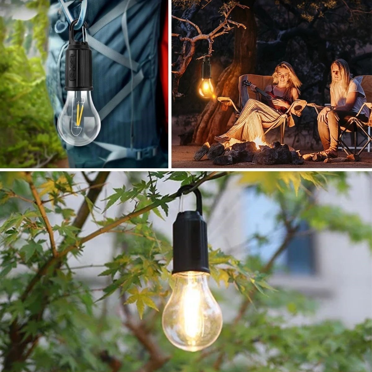 BUFFER® Şarj Olabilen 3 Farklı Mod LED’li Kendiliğinden Asma Kancalı Kamp,Dış Cephe Lambası