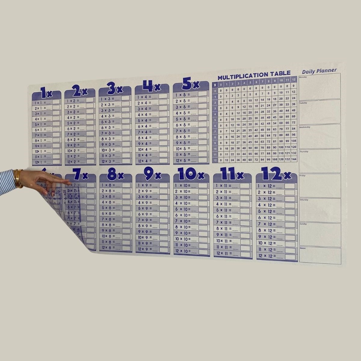 BUFFER® Statik Akıllı Kağıt Ingilizce Çarpım Tablosu 100x56 Cm