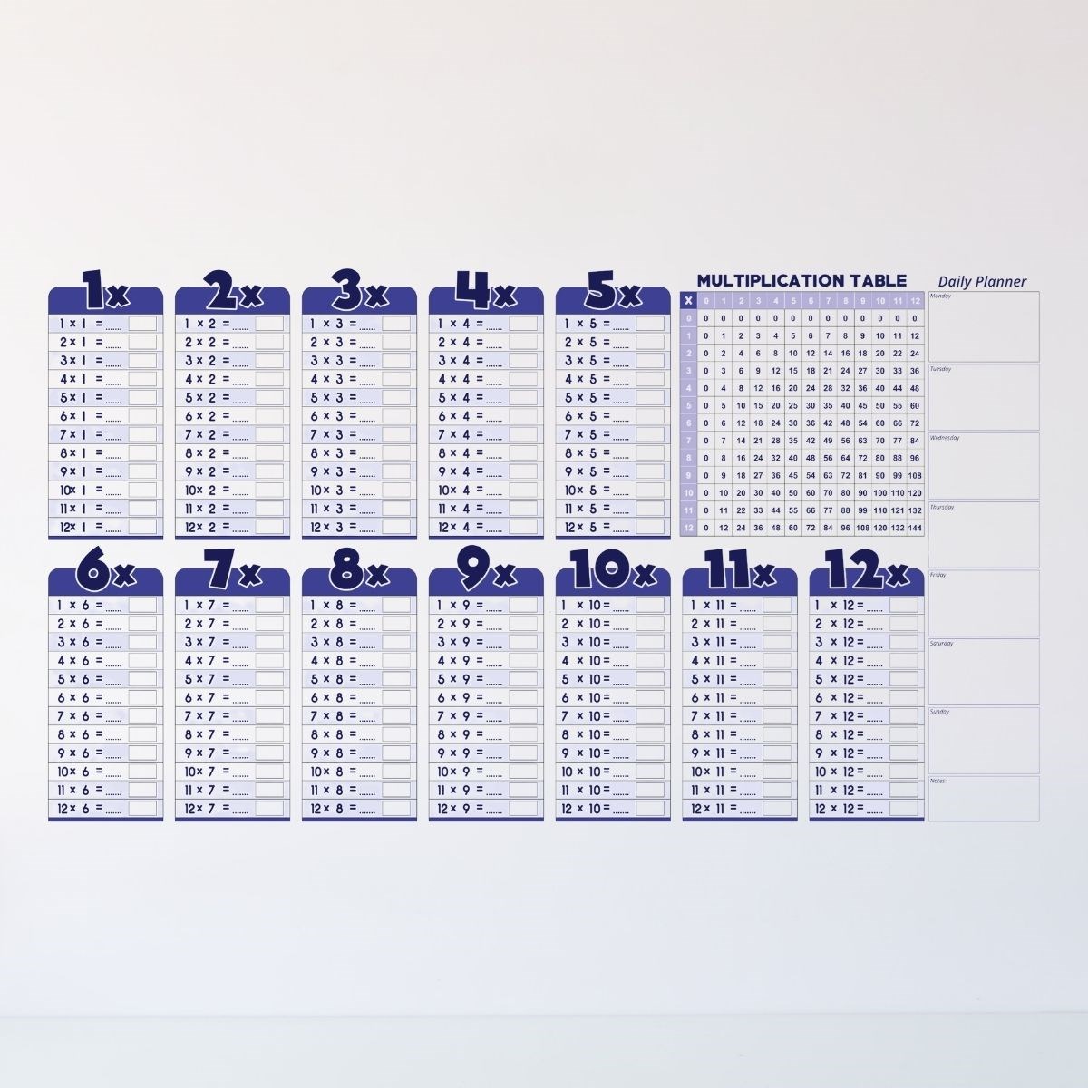 BUFFER® Statik Akıllı Kağıt Ingilizce Çarpım Tablosu 100x56 Cm