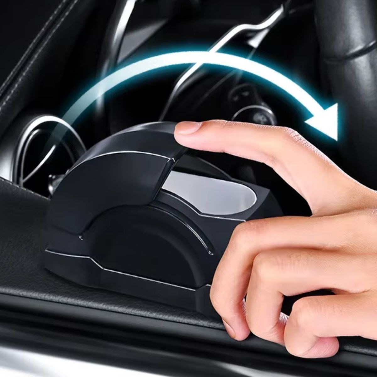 BUFFER® Araç İçi Salyangoz Küllük – Sürgülü Kapaklı, Metal Hazneli, Koku Yayılımını Azaltmaya Yardımcı Kapı Koluna Takılabilen Otomobil Küllüğü