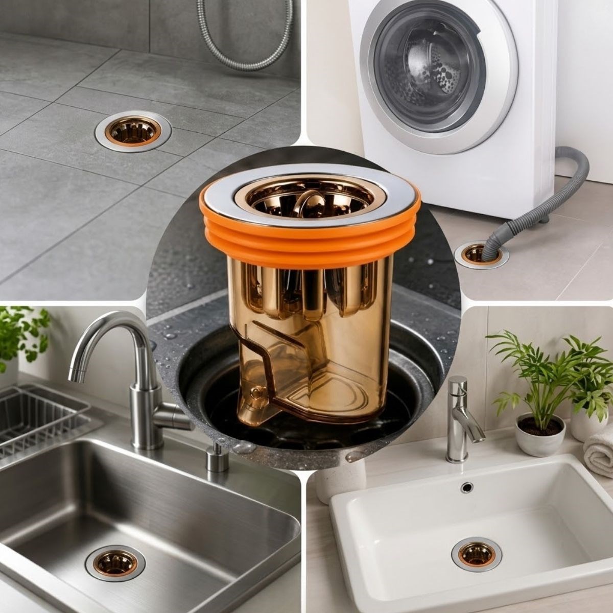 BUFFER® Gider Kokusu ve Böcek Önleyici Gider Kapağı, Duş ve Lavabo İçin Geri Akış Önleyici Plastik Yer Süzgeci Kapağı
