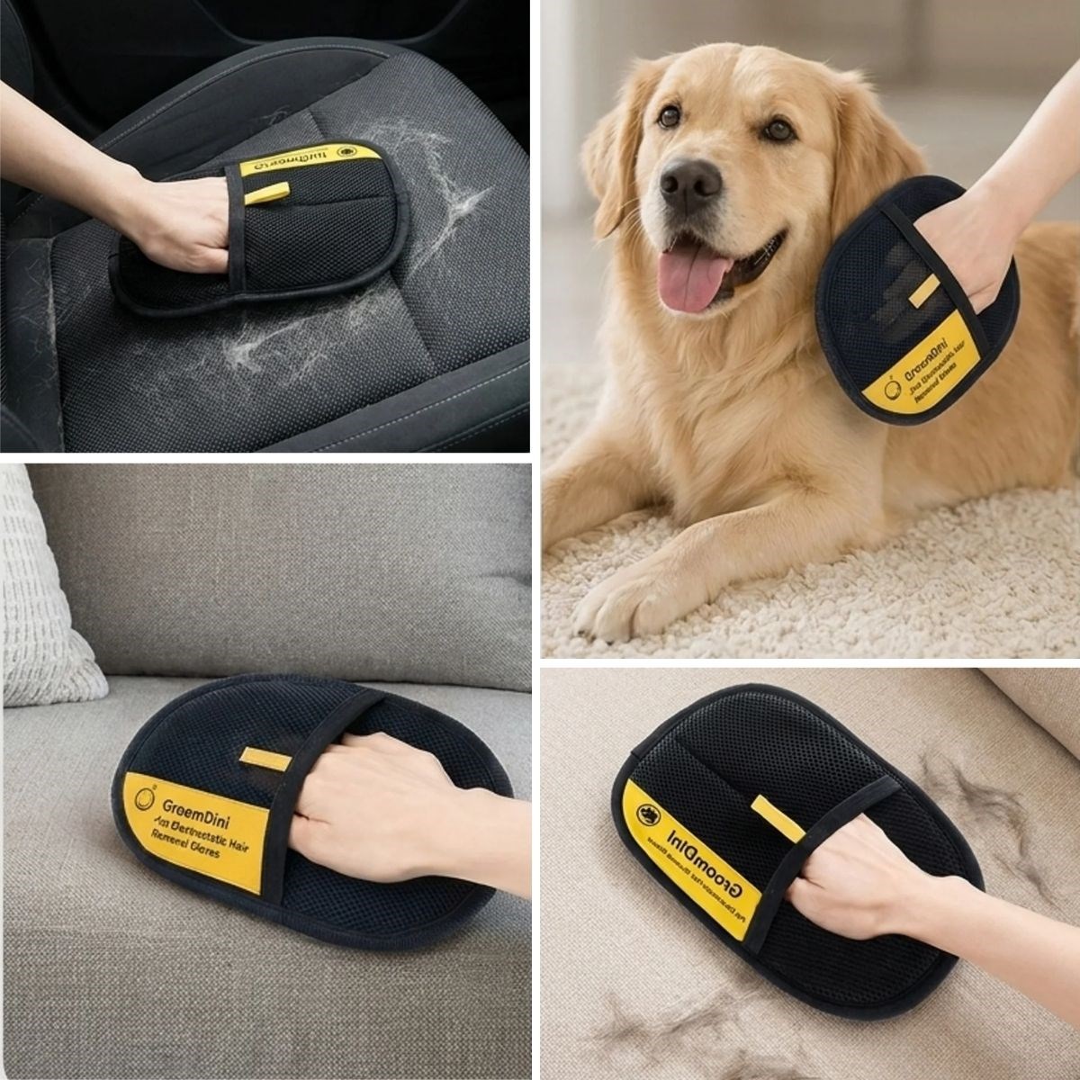 BUFFER® Büyük Boy Evcil Hayvan Tüy Alma Eldiveni, Geliştirilmiş Elektrostatik Tüy Toplayıcı Kedi Köpek Bakım ve Temizlik Eldiveni