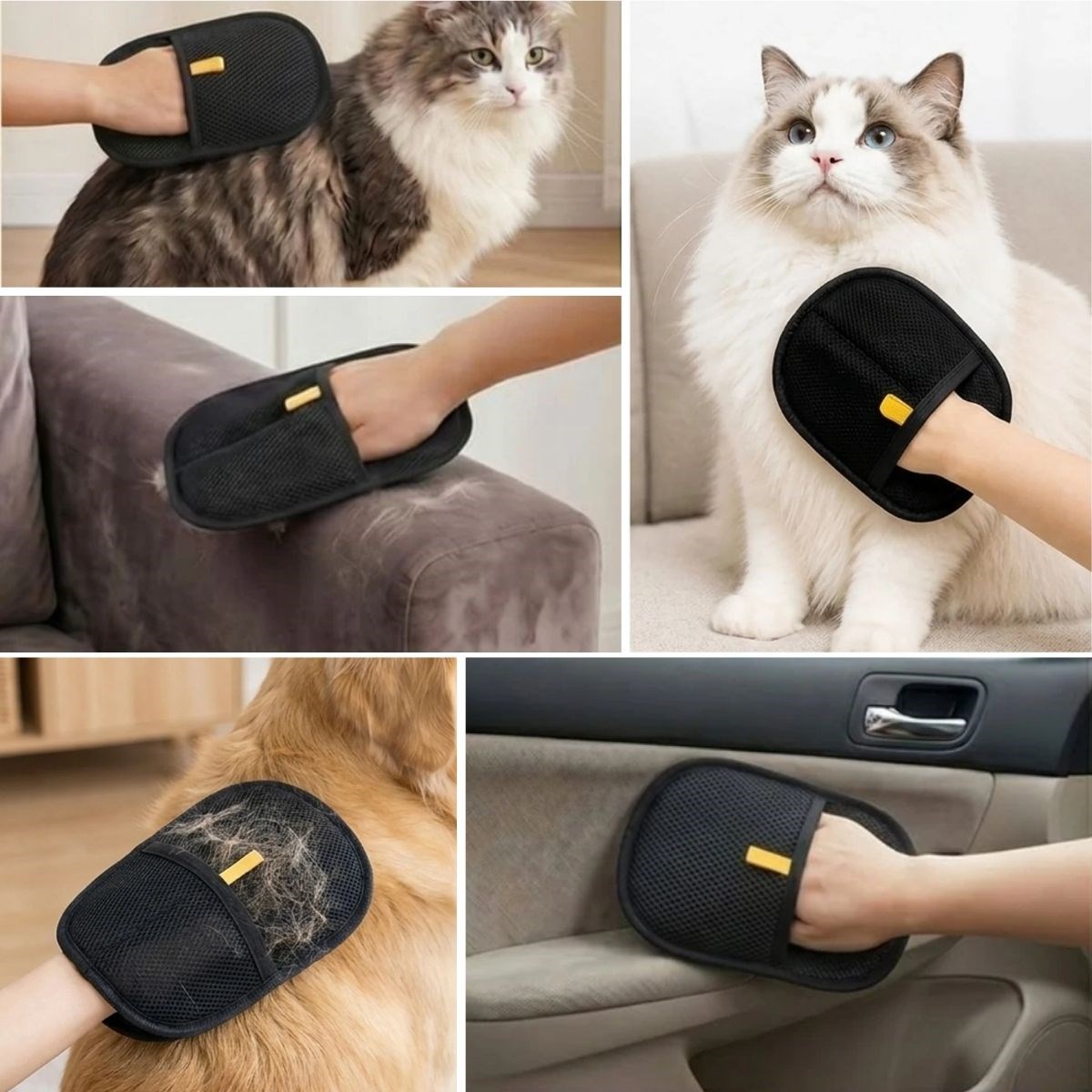 BUFFER® Evcil Hayvan Tüy Temizleme Eldiveni, Statik Mikro Tüy Toplayıcı Kedi Köpek Tüyü için Koltuk, Halı ve Kıyafet Temizleme Eldiveni