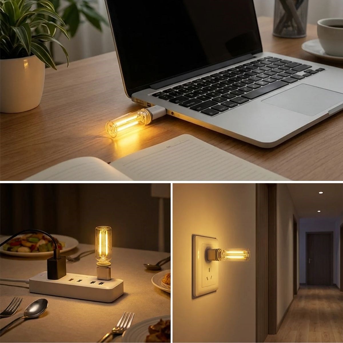 BUFFER® Cam Şişe USB LED Işık, Dekoratif Masaüstü Gece Lambası, Şişe İçin Ambiyans Aydınlatma ve Dekoratif Lamba i