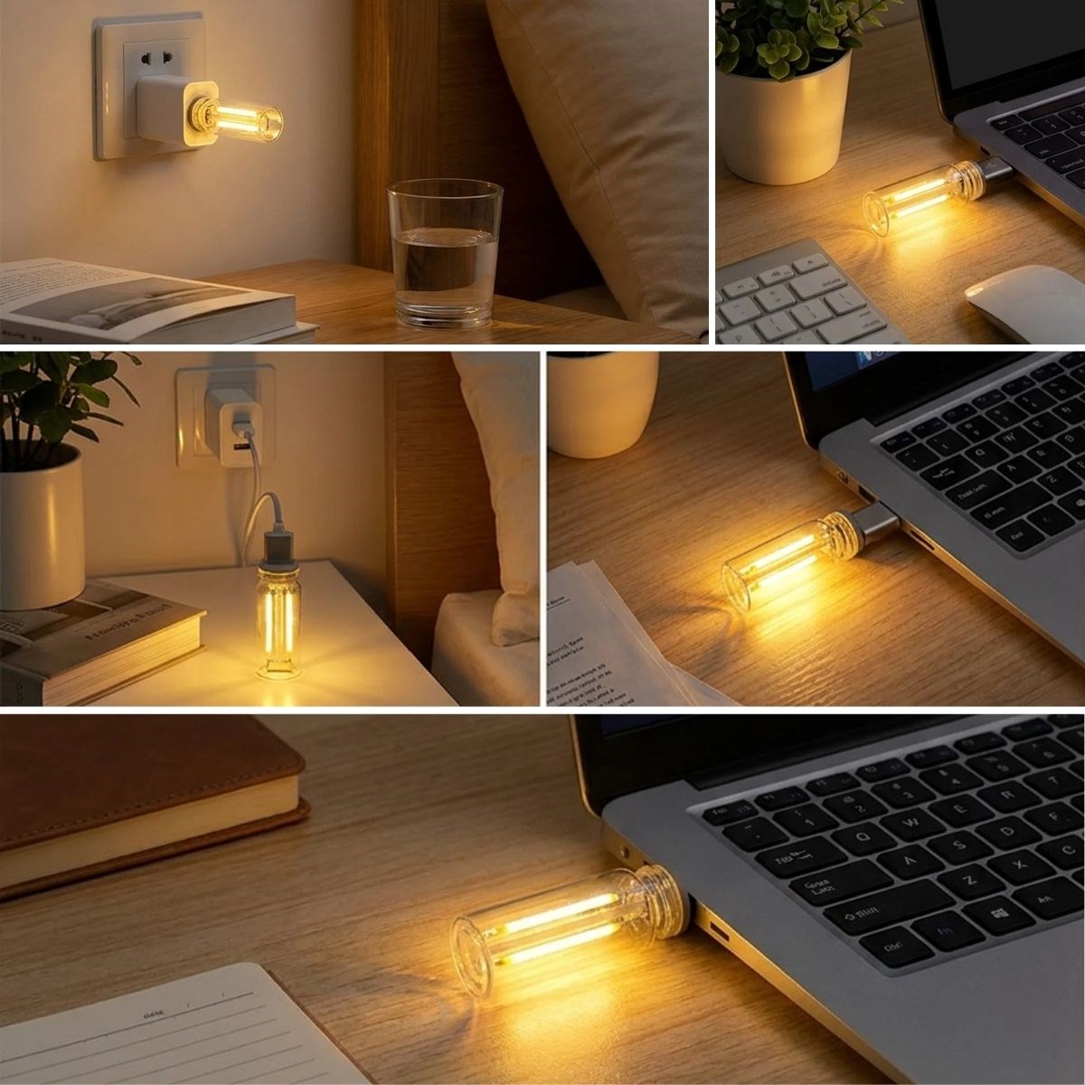 BUFFER® Cam Şişe USB LED Işık, Dekoratif Masaüstü Gece Lambası, Şişe İçin Ambiyans Aydınlatma ve Dekoratif Lamba i