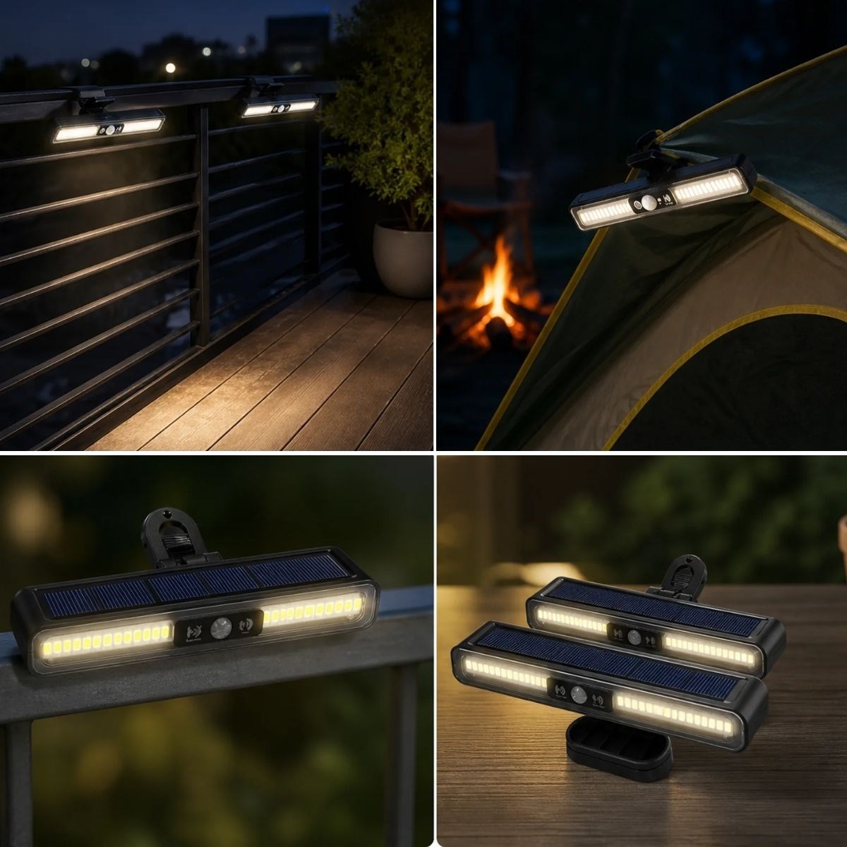 BUFFER® 2 Adet 36 LED Mandallı Solar Lamba, Güneş Enerjili, Hareket Sensörlü, 3 Modlu, Kıskaçlı Kablosuz Dış Mekân Duvar Apliği