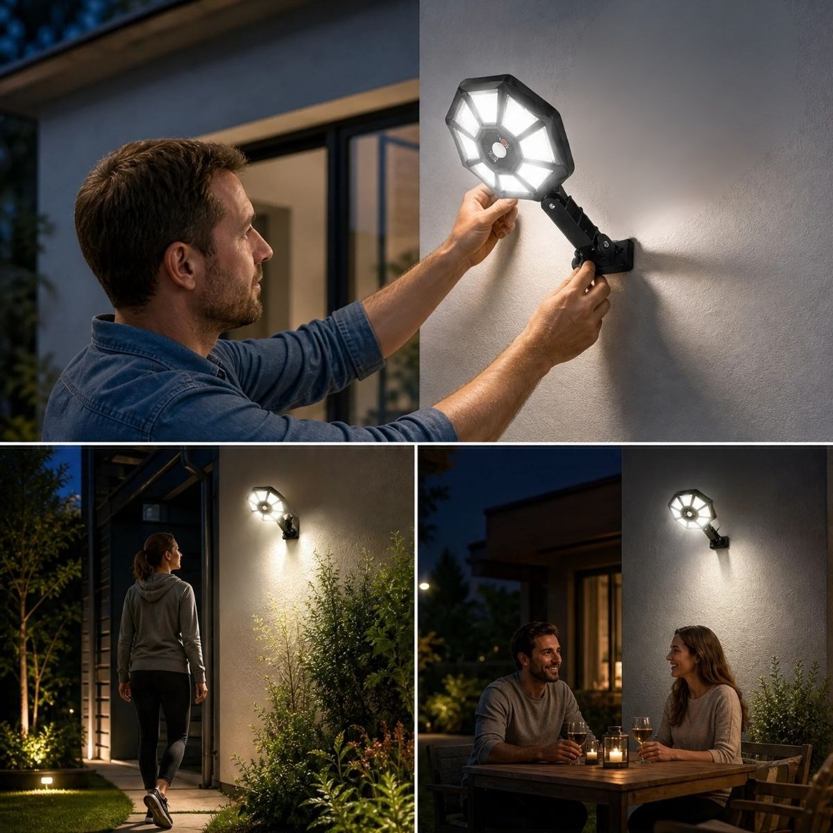 BUFFER® 168B Solar LED Büyük Dış Mekân Lambası, Hareket Sensörlü, Kumandalı, 3 Modlu Ultra Parlak COB Işık, Su Geçirmez Kablosuz Duvar Apliği
