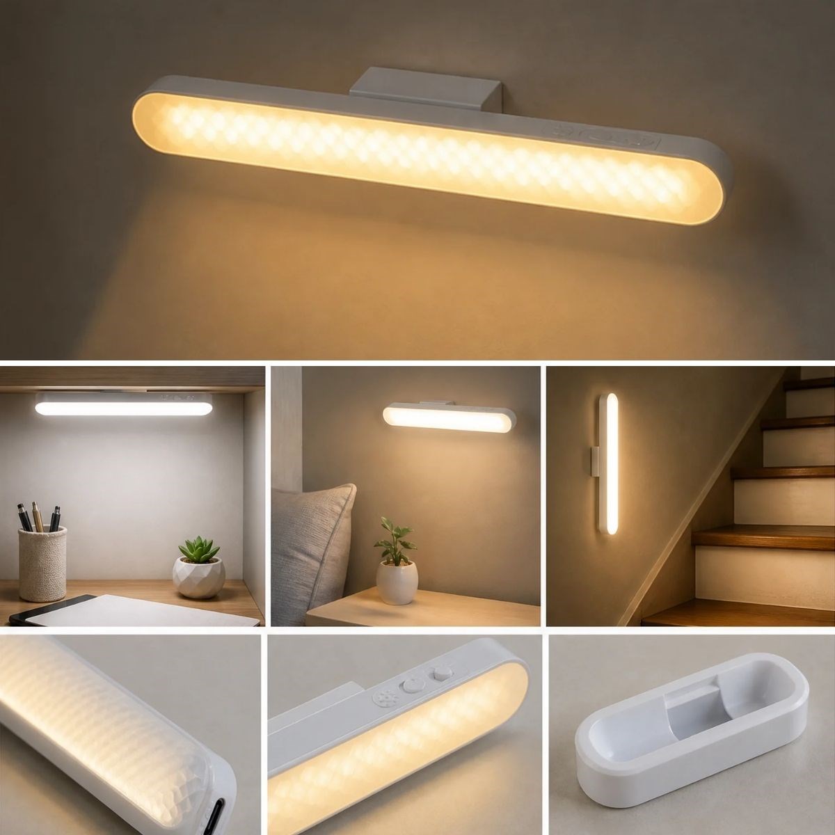BUFFER® Şarjlı Manyetik LED Çubuk Lamba, Dokunmatik, 3 Modlu, Kablosuz Mutfak Dolap Altı ve Dekoratif Aydınlatma