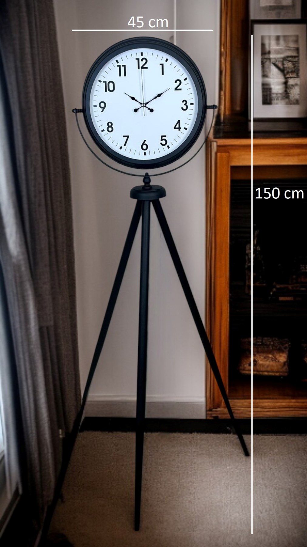 Siyah Tripod Ayaklı Dekoratif Saat