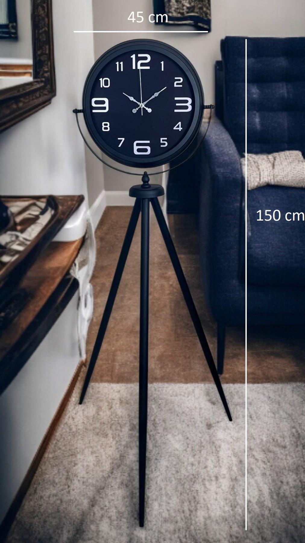 Siyah Zarafet Tripod Ayaklı Saat