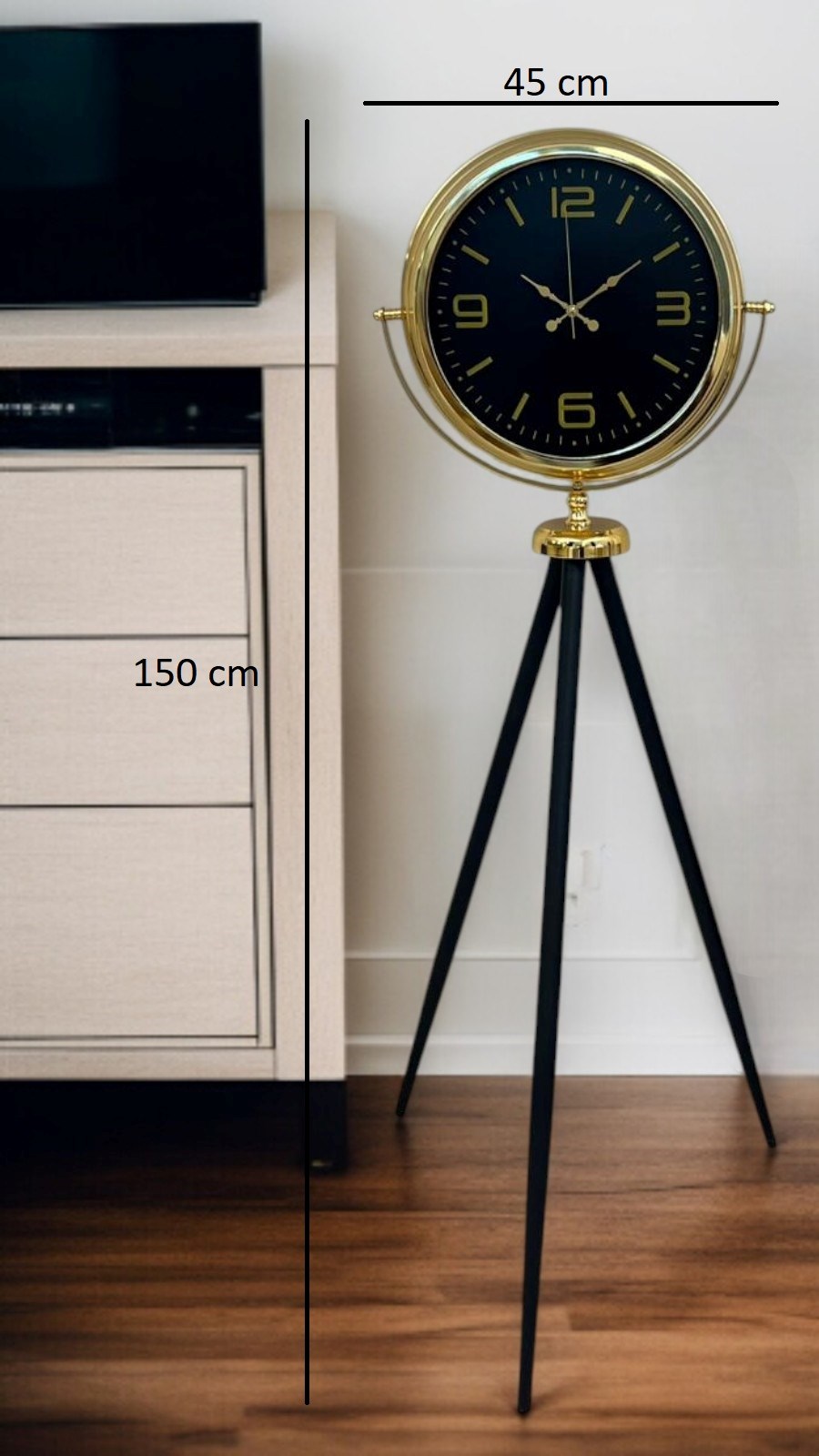 Gold Dekoratif Tasarım Tripod Ayaklı Saat