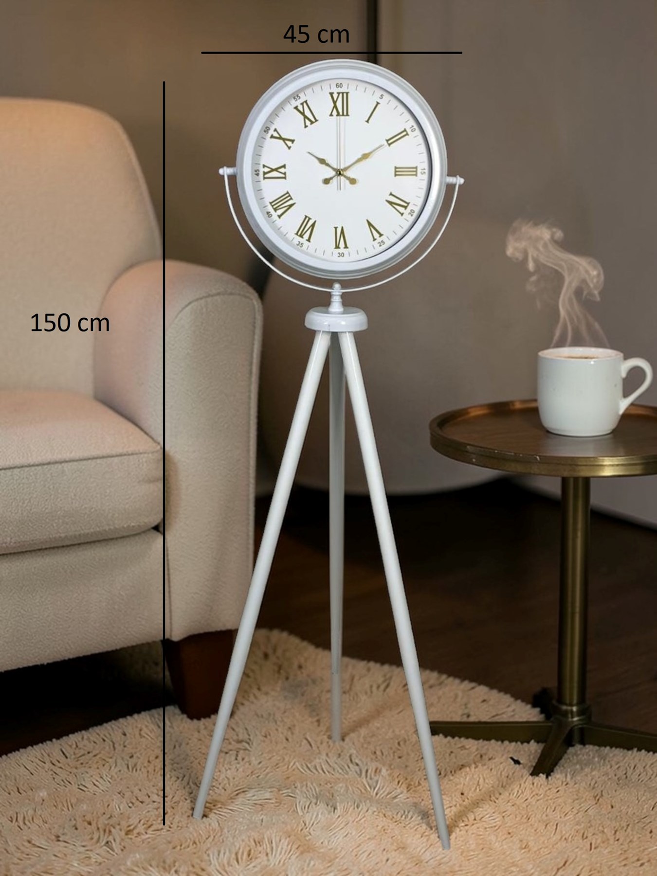 Ivory Beyaz Tripod Ayaklı Saat