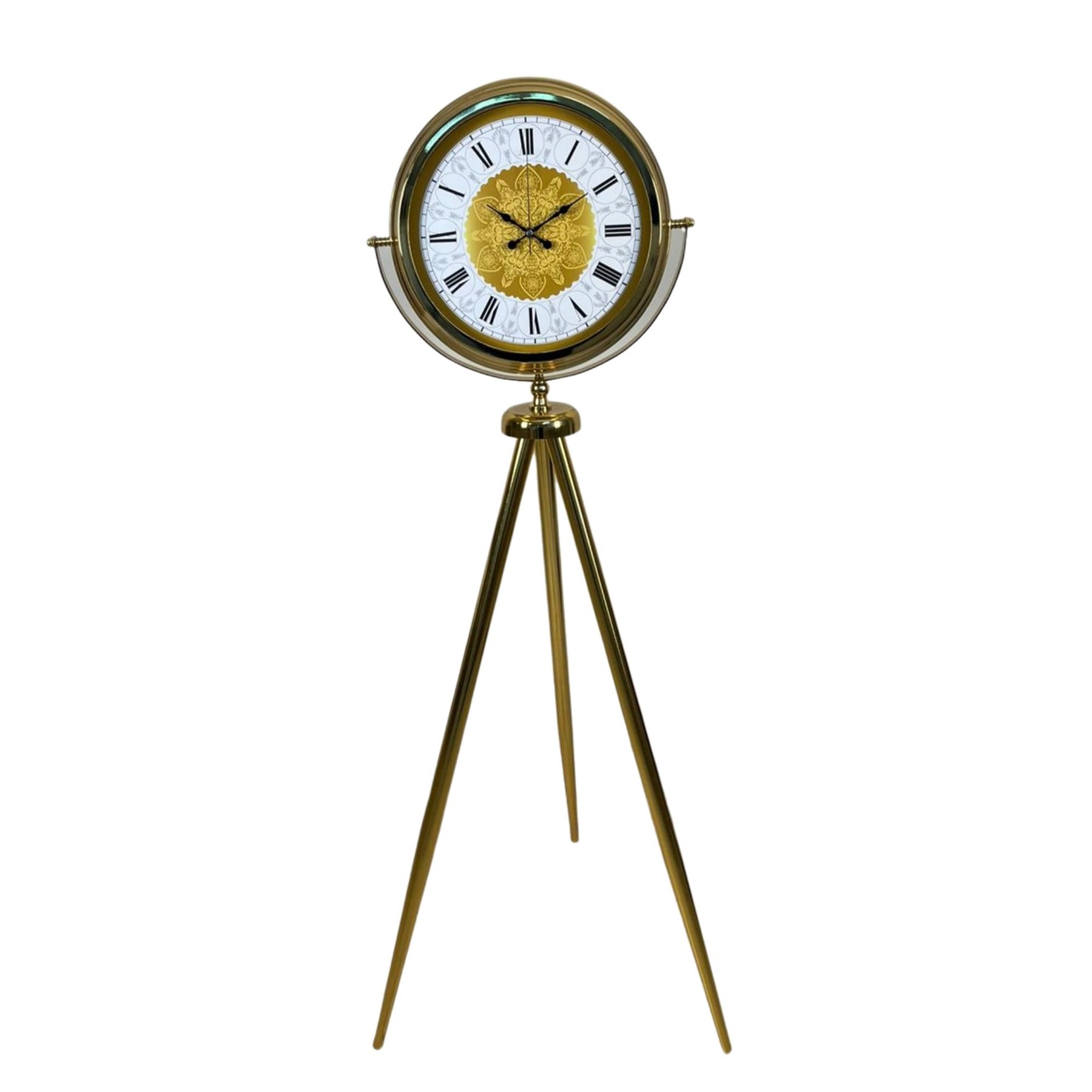 Gold Osmanlı Motifli Tripod Ayaklı Saat