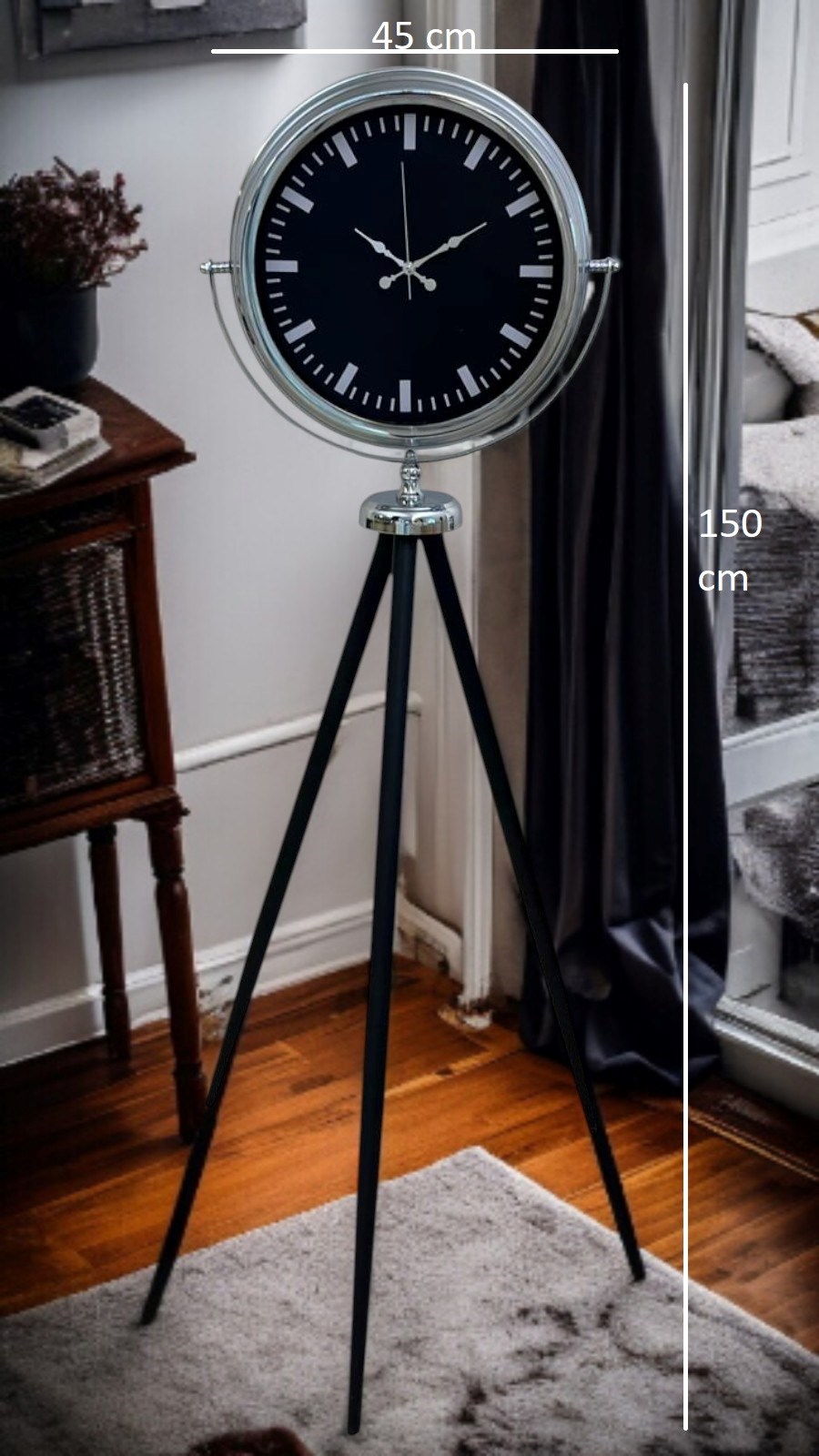 Krom Prime Modern Tripod Ayaklı Saat