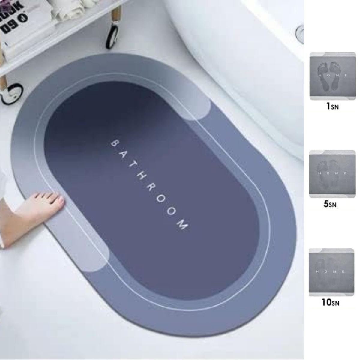 BUFFER® Sihirli Süper Su Emici Kaymaz Tabanlı Oval Paspas 40*60 cm