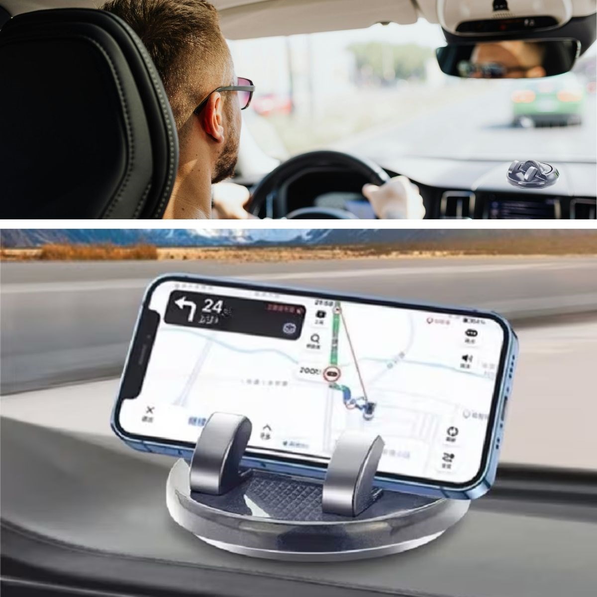 BUFFER® Numaratörlü Güçlü Yapışkanlı 360 Derece Dönebilen Su Geçirmez Araç İçi Telefon Tutucu Plastik Aparat