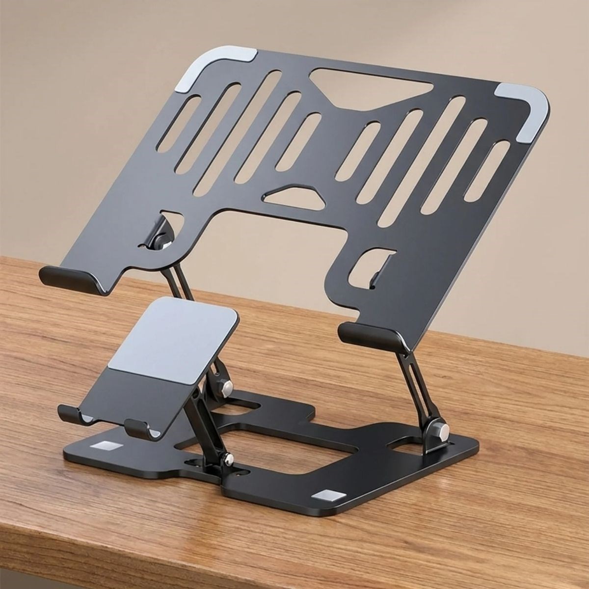 BUFFER® 2’si 1 Arada Laptop ve Telefon Standı – AlüMetal Ayarlanabilir,Katlanabilir,Ergonomik Yükseltici