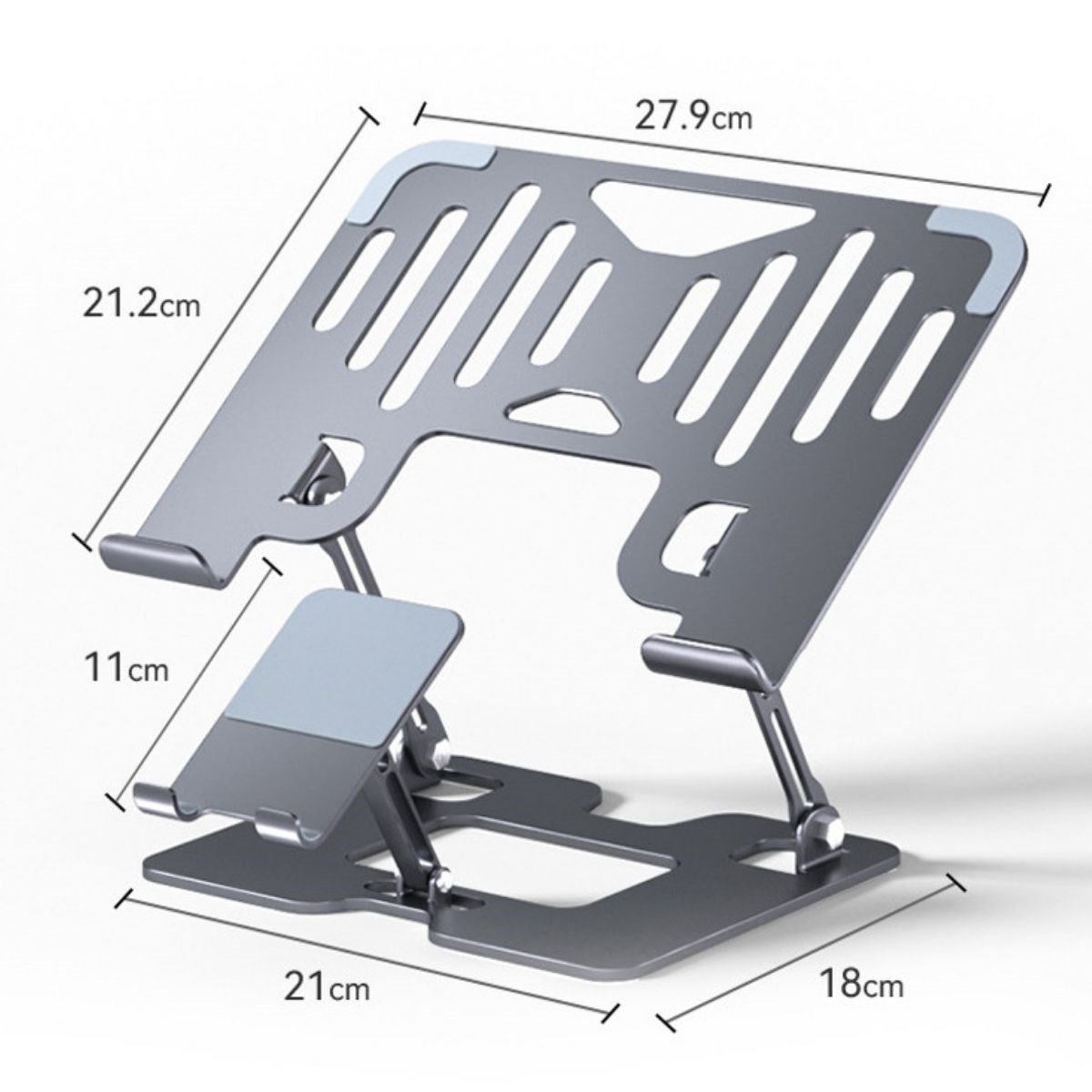 BUFFER® 2’si 1 Arada Laptop ve Telefon Standı – AlüMetal Ayarlanabilir,Katlanabilir,Ergonomik Yükseltici