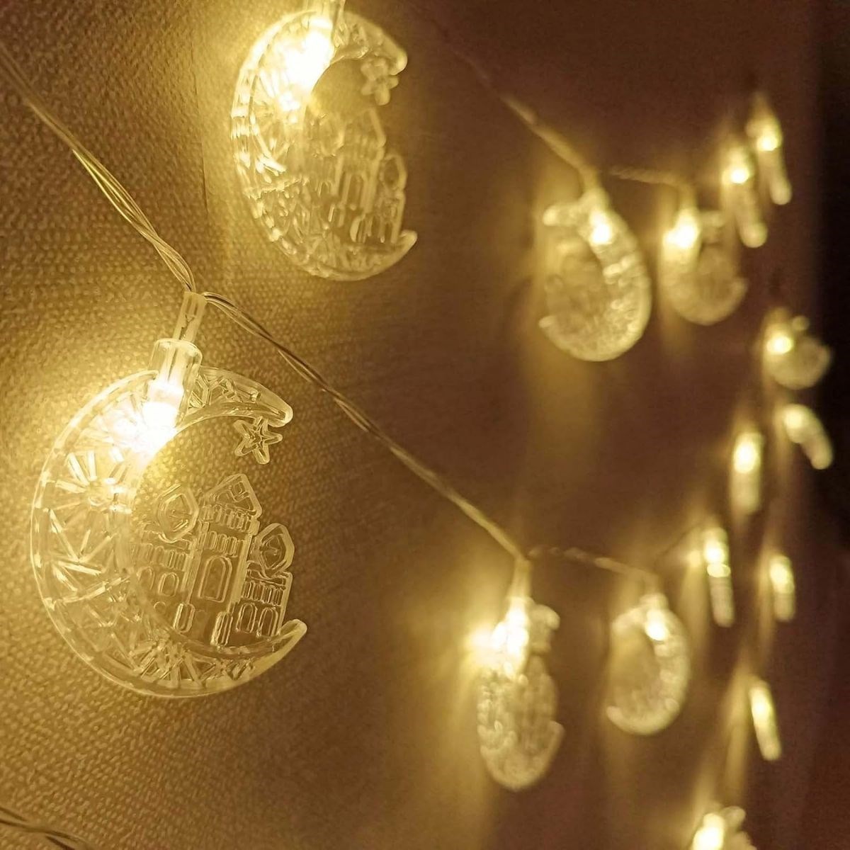 Hilal ve Cami Şekilli 3.5 Metre USB LED Işık – 20 LED’li Dekoratif Ramazan Dekorasyonu ve Ortam Aydınlatması