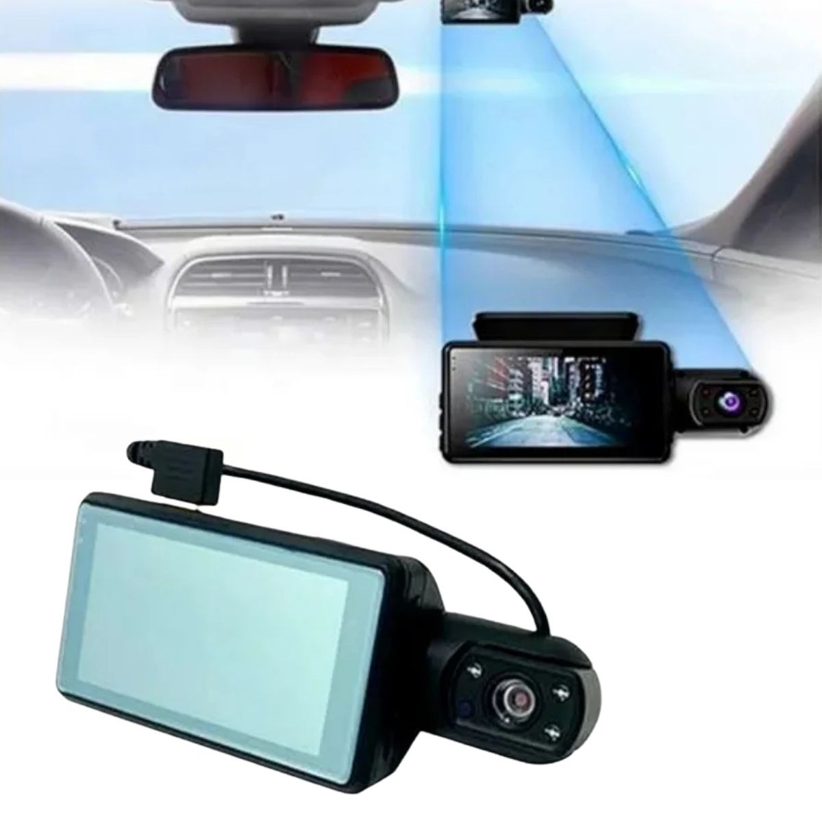 BUFFER® Araç İçi & Dışı Çift Lensli WiFi Kamera – 1080P HD,Gece Görüşlü, G-Sensörlü DVR Dashcam