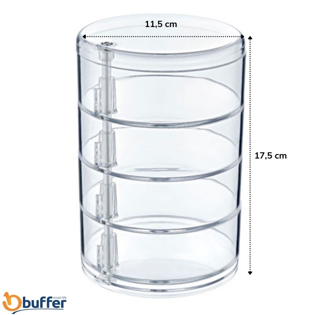 BUFFER® 4 Katlı Dönebilen Şeffaf Takı Organizer Düzenleyici