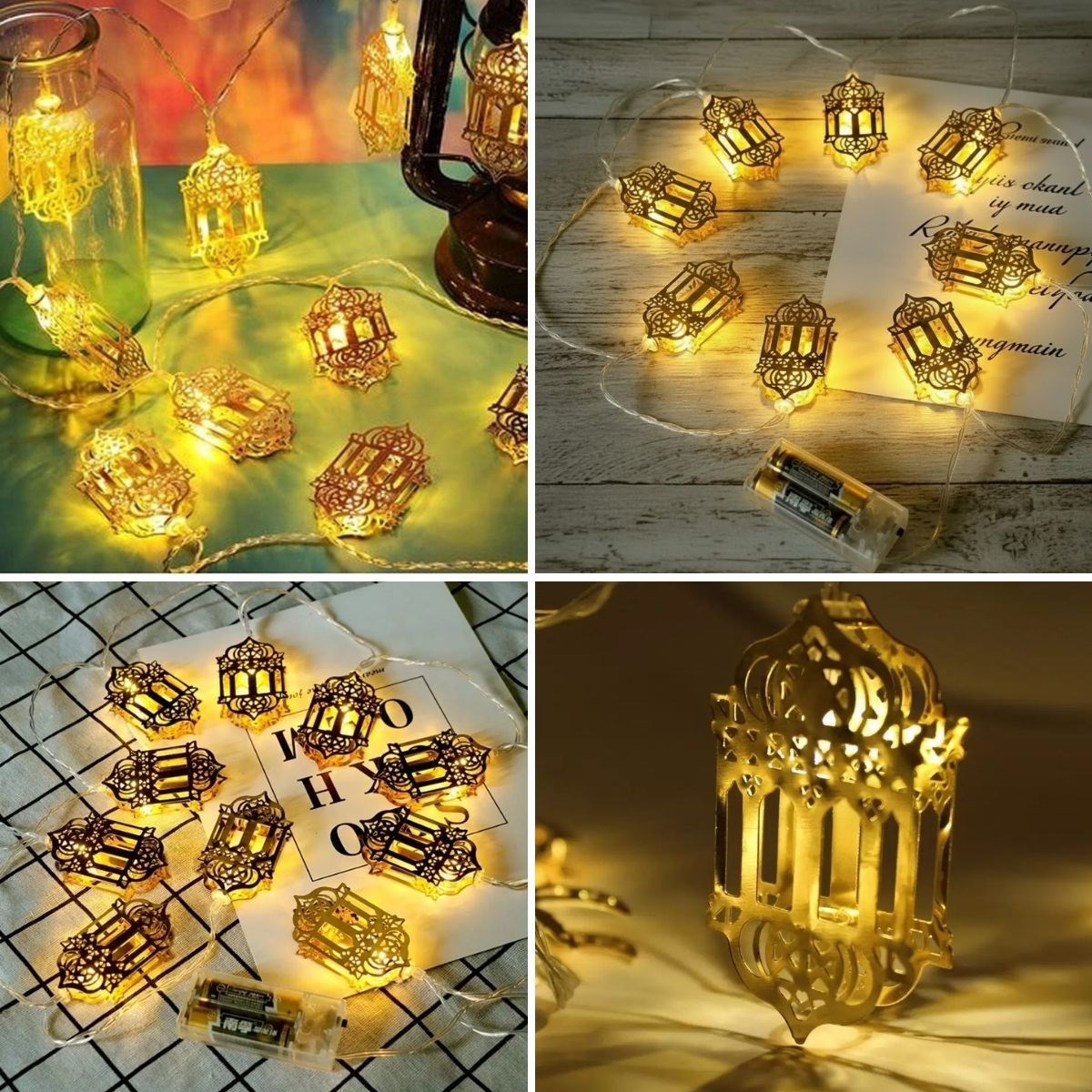 10 Adet Sarkıtlı Ramazan Fenerli LED Işık – Pilli 2 Metre Ramazan Süsü, İslami Dekorasyon, Ev ve Mekanlar İçin Dekoratif Ortam Aydınlatması