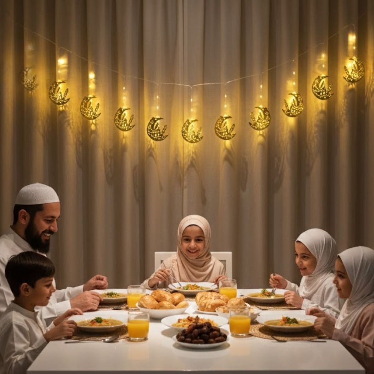 BUFFER® 10 Adet Sarkıtlı Ramazan Hilal Üstü Cami Temalı LED Işık – Pilli 2 Metre Ramazan Süsü, İslami Dekorasyon, Ev ve Mekanlar İçin Dekoratif Ortam