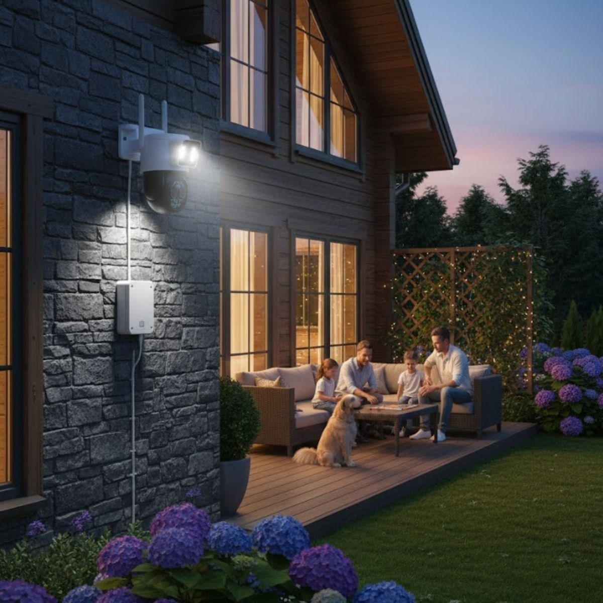 BUFFER® 3 Kameralı Kablolu Akıllı Güvenlik Kamerası – 360° PTZ Hareketli, Çift Antenli, WiFi IP, Gece Görüşlü Dış Mekan Kamera