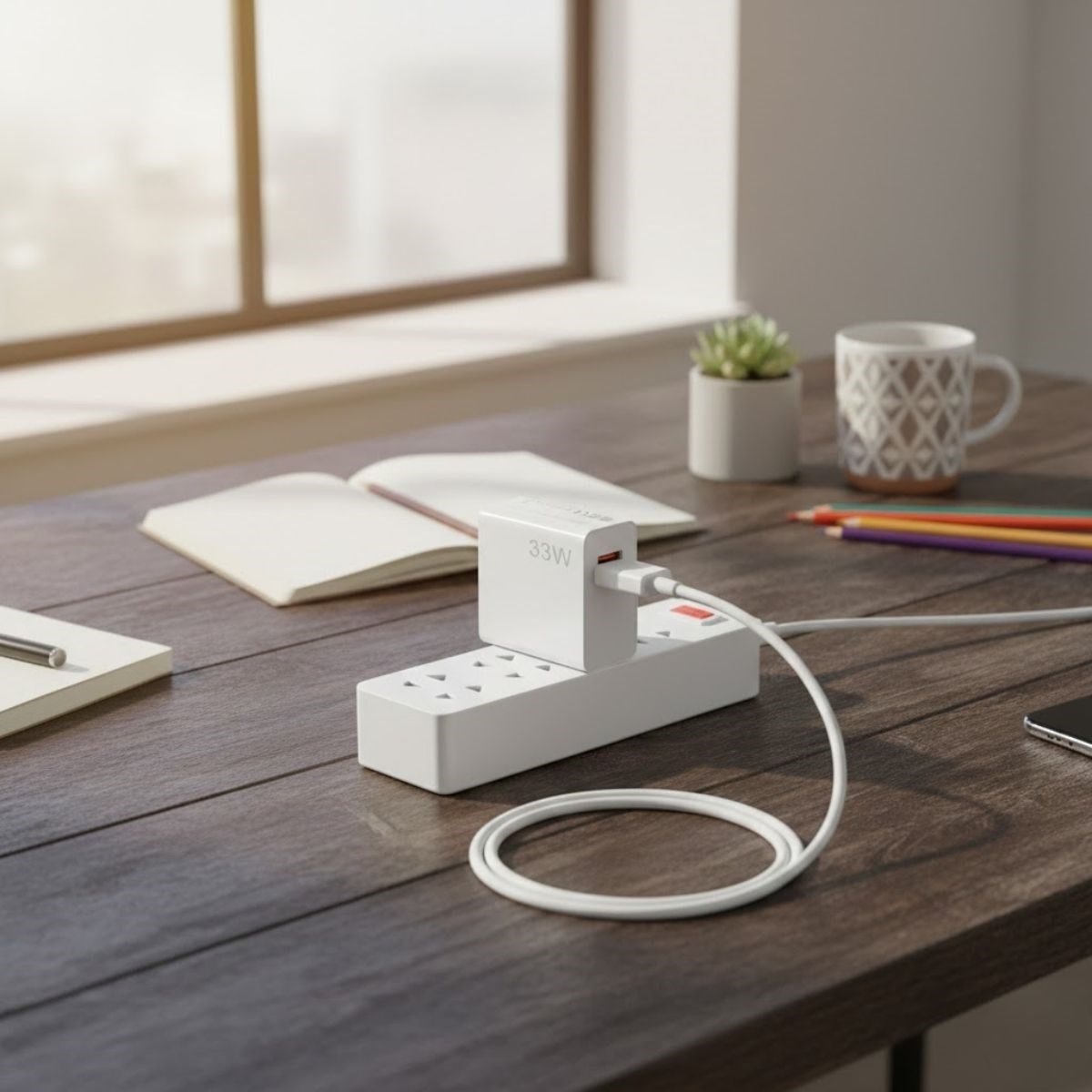 BUFFER® 33W Hızlı Şarj Adaptörü – Type-C Kablolu, USB Çıkışlı, Akıllı Şarj Destekli Duvar Tipi Şarj Cihazı