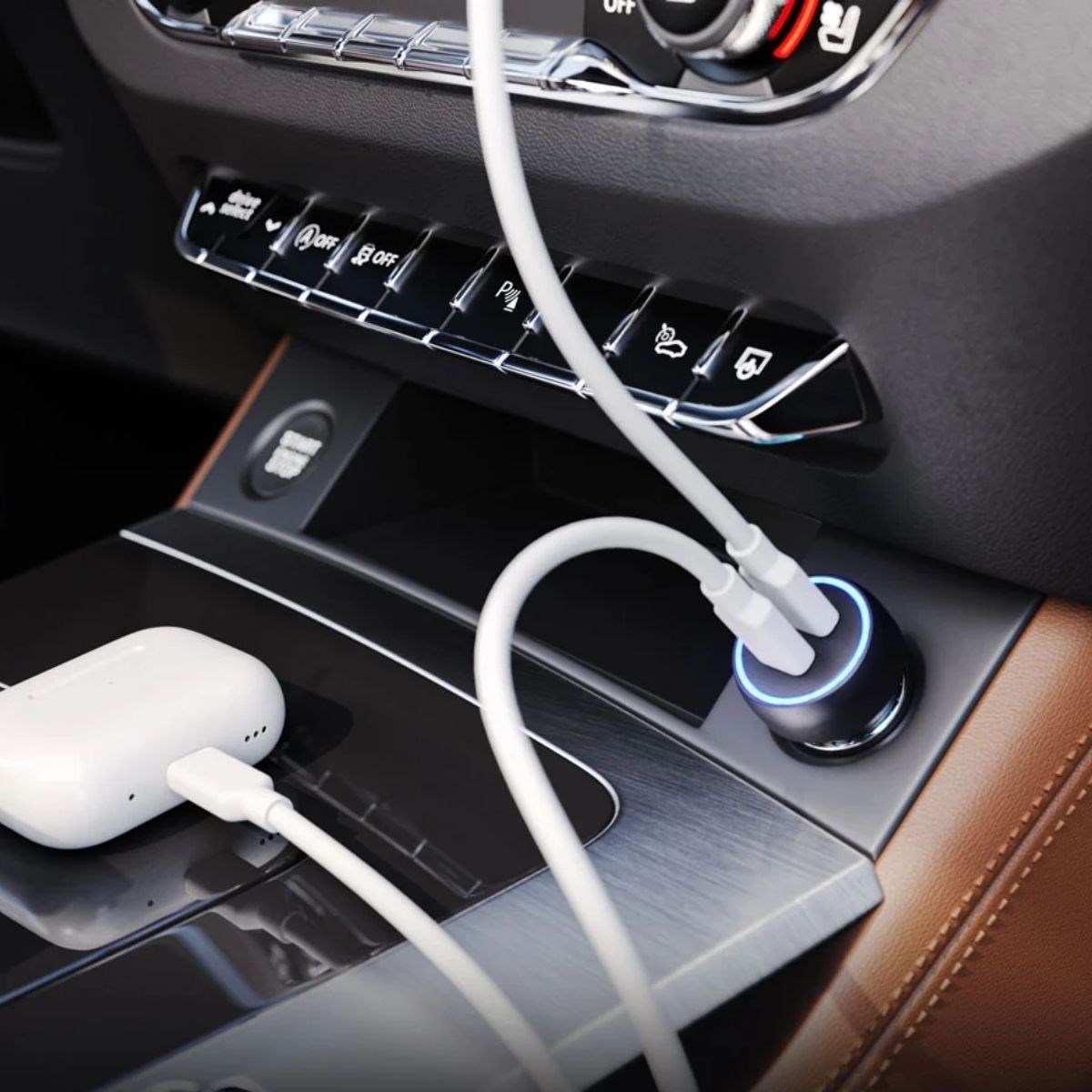 BUFFER® Araç İçi Çakmaklığa TakılanType-C ve USB Girişli 2 Portlu Hızlı Şarj Adaptörü