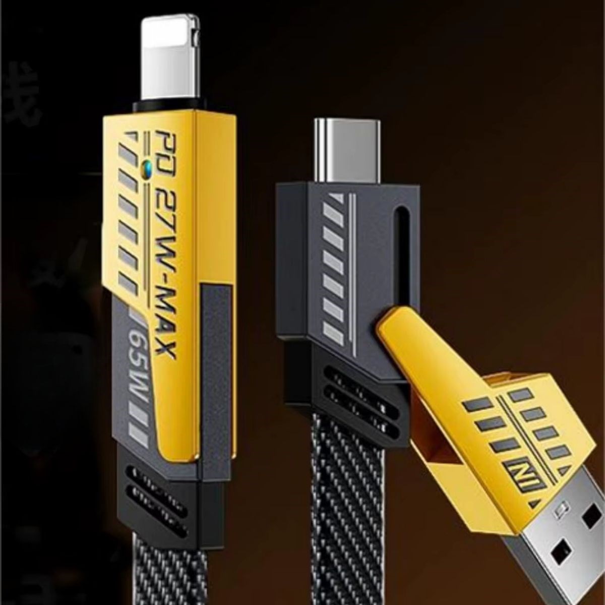BUFFER® 4in1 65W Hızlı Şarj Kablosu – Type-C to USB-A + Type-C to Lightning, 27W PD Destekli Çoklu Şarj Kablo