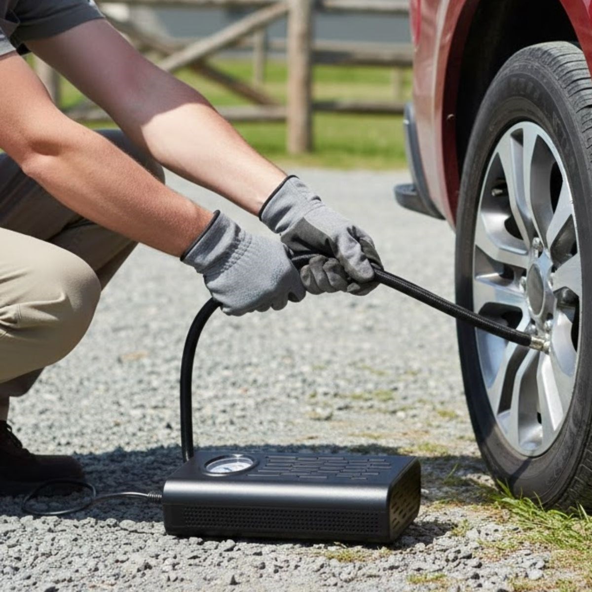 BUFFER® Taşınabilir Akülü Hava Kompresörü – 150 PSI 120W Elektrikli Lastik Şişirme Pompası, Araç, Motosiklet Bisiklet ve Toplar İçin