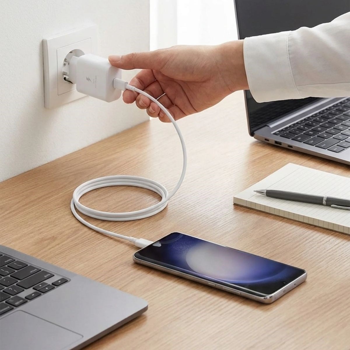 BUFFER® 45W Süper Hızlı Şarj Adaptörü USB-C PD 3.0 PPS Fast Charger + 5A Type-C to Type-C Kablo