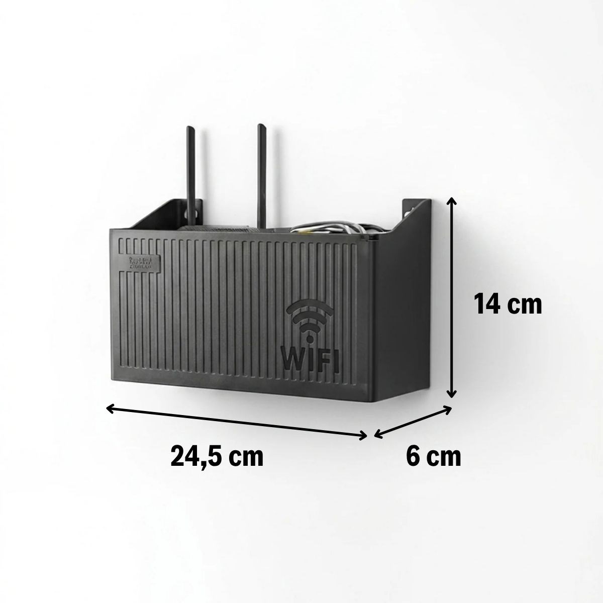 BUFFER® Duvar Tipi Wi-Fi Modem Saklama Kutusu(Siyah) – Kablo Düzenleyici Router Raf Organizer