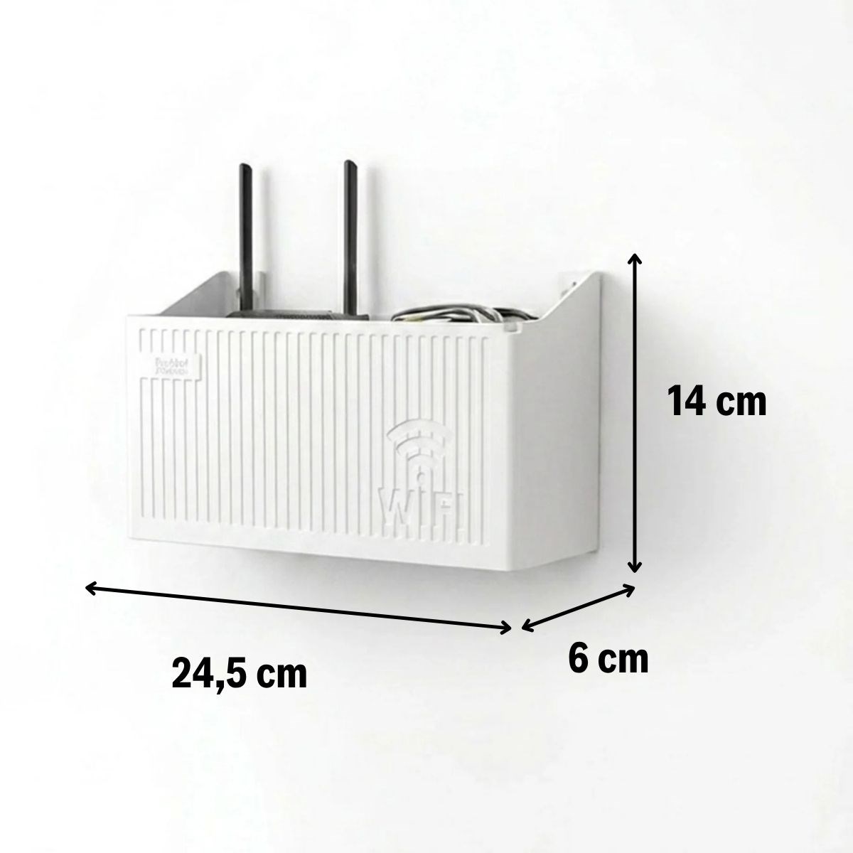 BUFFER® Duvar Tipi Wi-Fi Modem Saklama Kutusu(Beyaz) – Kablo Düzenleyici Router Raf Organizer