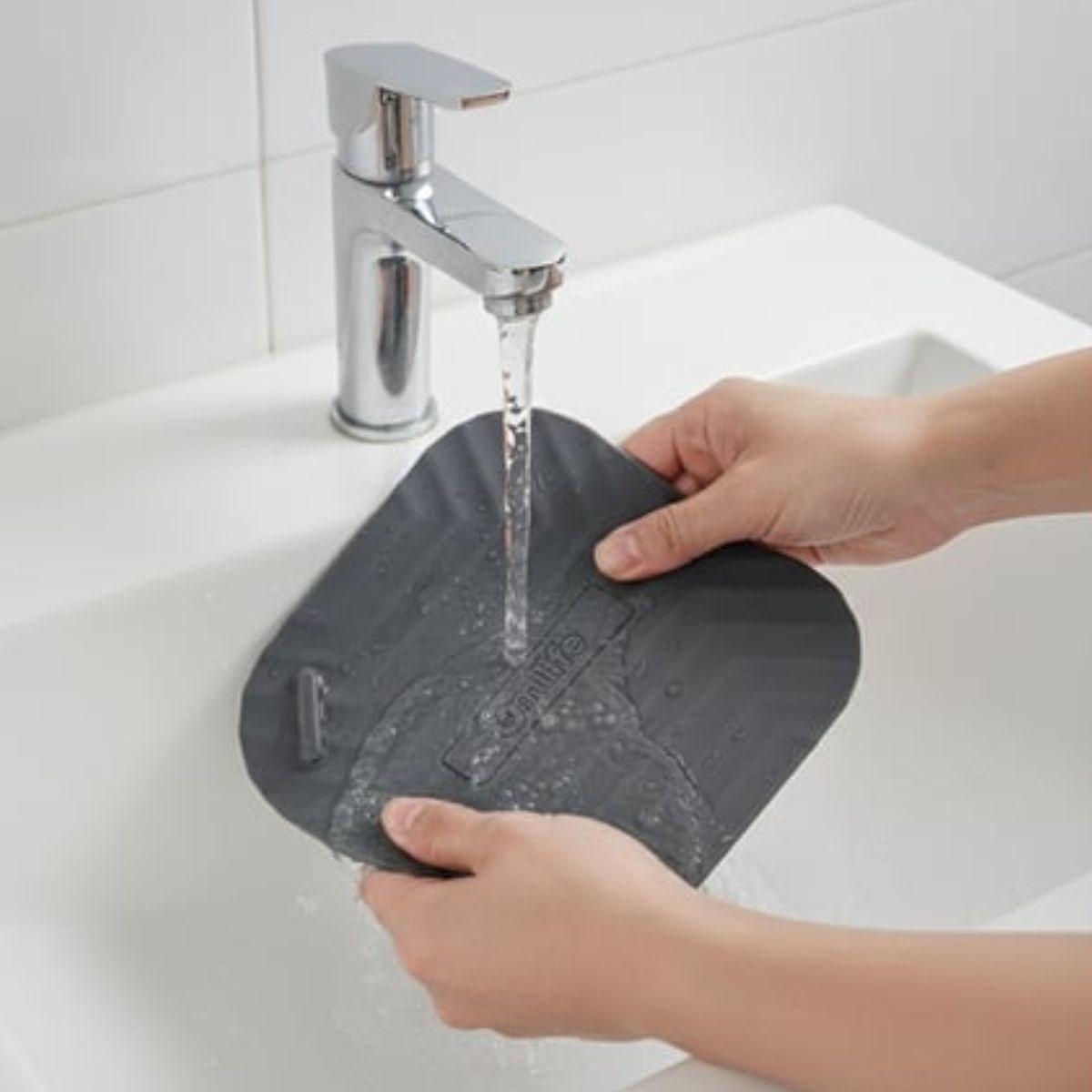 BUFFER® Gri Kare Evye Gider Koku Önleyici Silikon Mat – Lavabo Süzgeç ve Haşere Engelleyici
