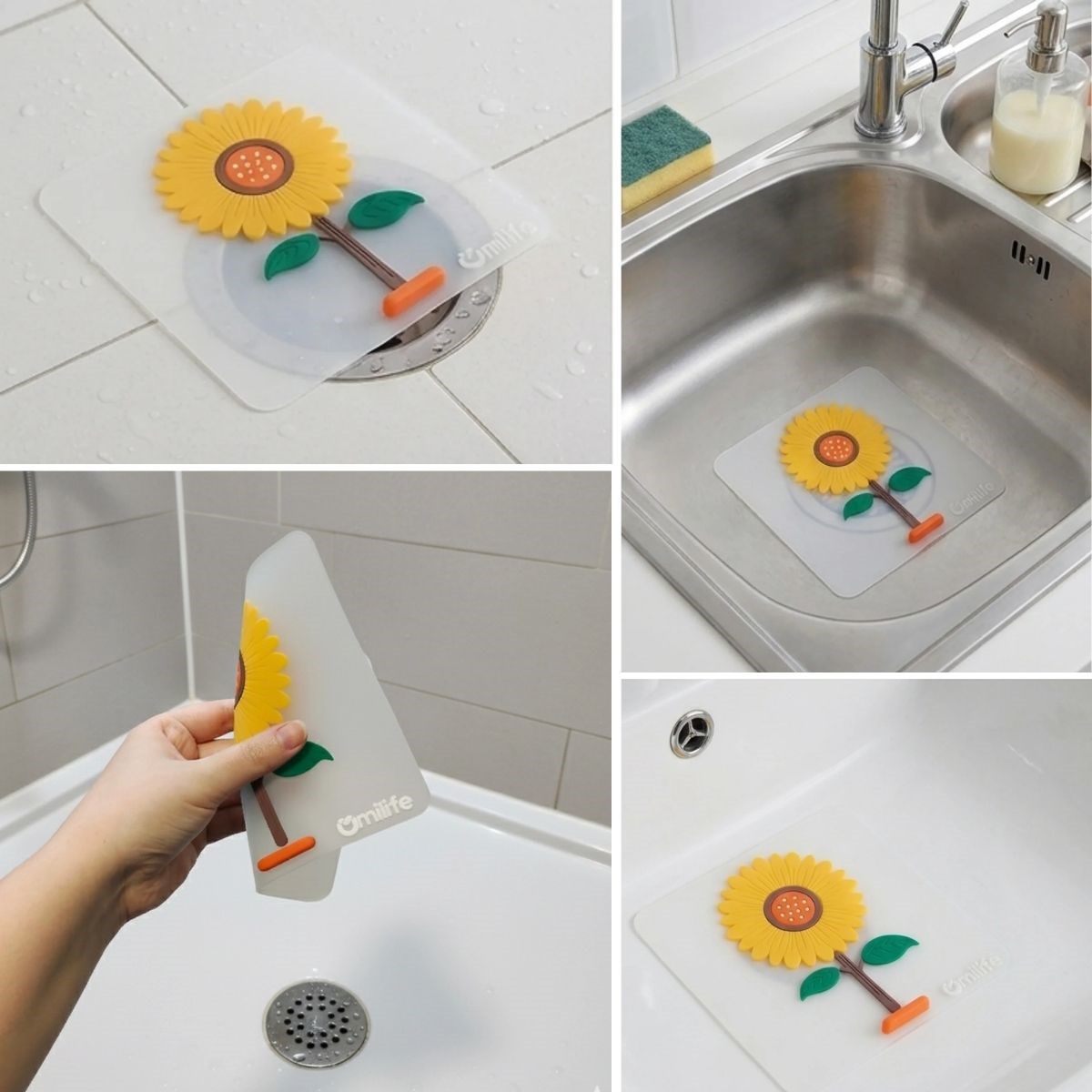 BUFFER® Ayçiçeği Tasarımlı Gider Koku Önleyici – Silikon Lavabo Gider Matı