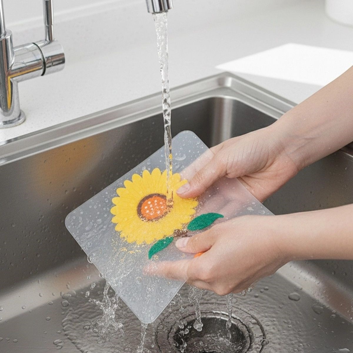 BUFFER® Ayçiçeği Tasarımlı Gider Koku Önleyici – Silikon Lavabo Gider Matı