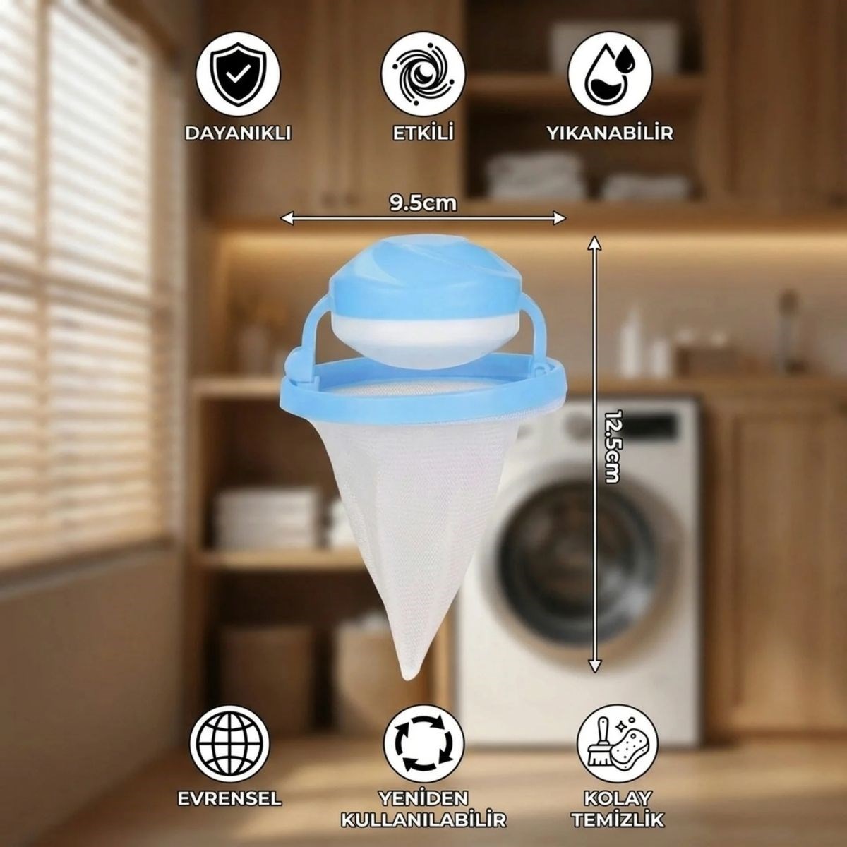 BUFFER® Çamaşır Makinesi Tüy Toplayıcı Filtre – Yıkanabilir Saç, Kıl, Tiftik ve Pet Tüyü Yakalama Aparatı