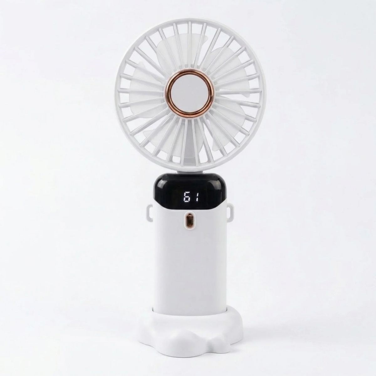 BUFFER® 5 Kademeli Şarjlı El Fanı – Telefon Tutuculu Standlı, LED Dijital Göstergeli, Boyuna Asılabilir Taşınabilir Fan N15