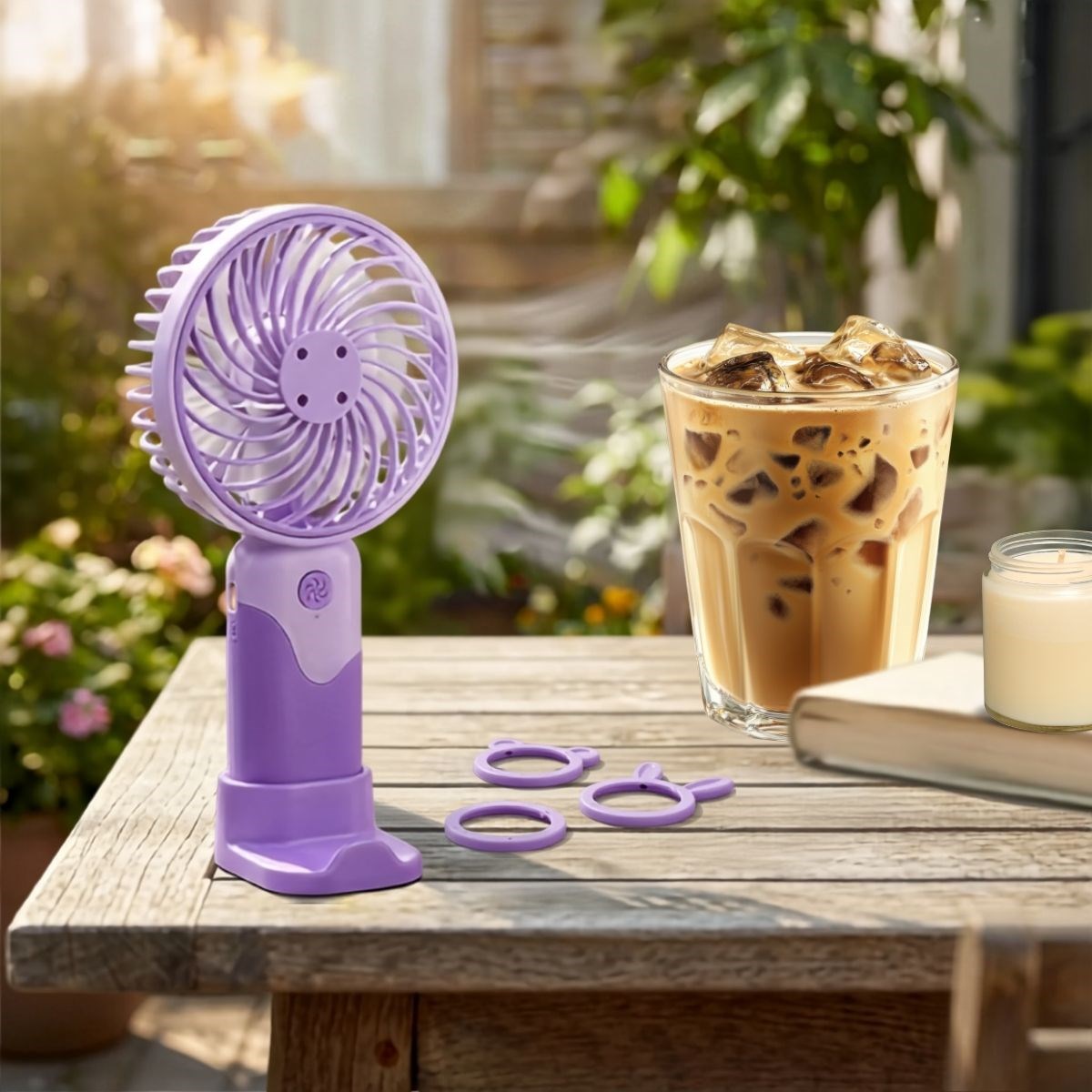 BUFFER® 3 Kademeli Masaüstü ve El Fanı – Telefon Tutuculu, 3 Farklı Değiştirilebilir Halka Tasarımlı Mini Fan  MZL37A