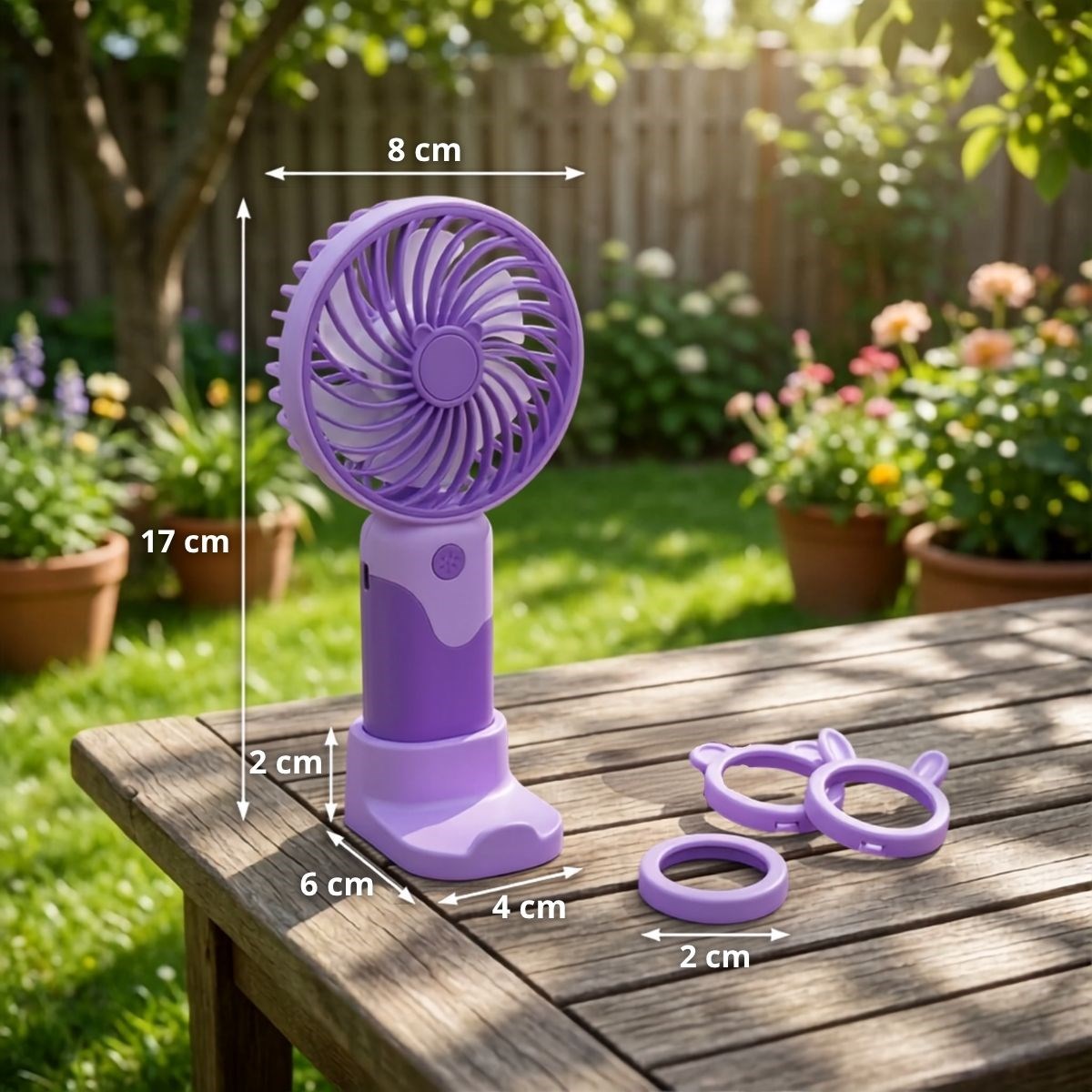 BUFFER® 3 Kademeli Masaüstü ve El Fanı – Telefon Tutuculu, 3 Farklı Değiştirilebilir Halka Tasarımlı Mini Fan  MZL37A