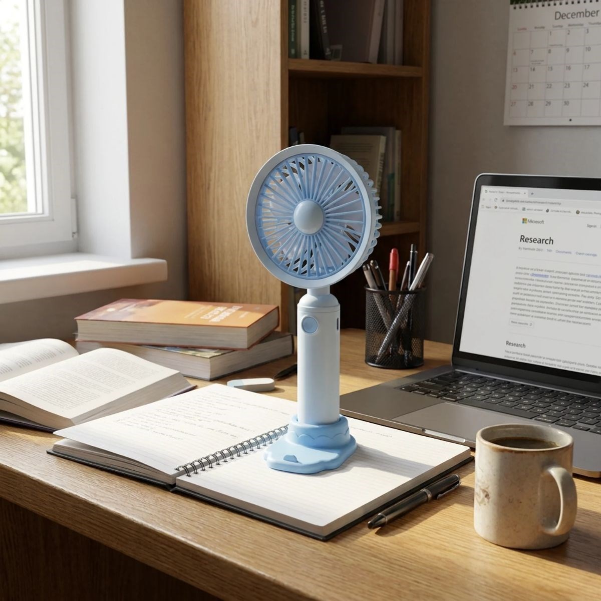 BUFFER® 3 Kademeli Masaüstü Fan – Telefon Tutuculu Özellikli Standlı Elde Taşınabilir Mini Fan  EKL29