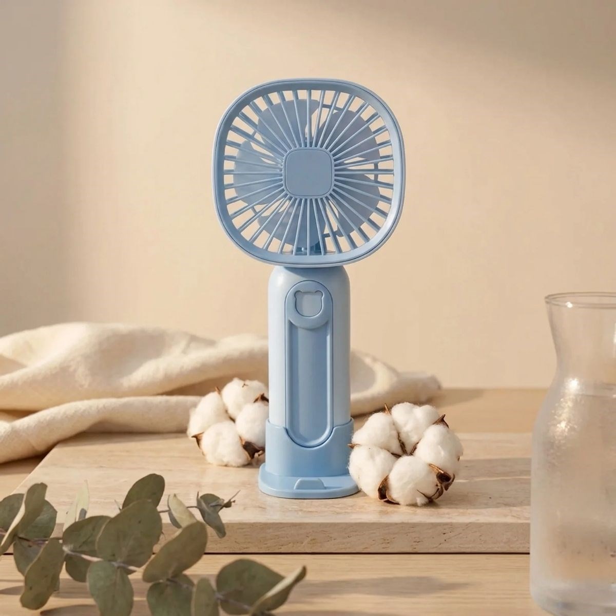 BUFFER® 3 Kademeli Telefon Tutuculu Standlı Mini Fan – Tuşu Ayı Figürlü Masaüstü ve EldeKullanılabilen Taşınabilir Fan  EKL30