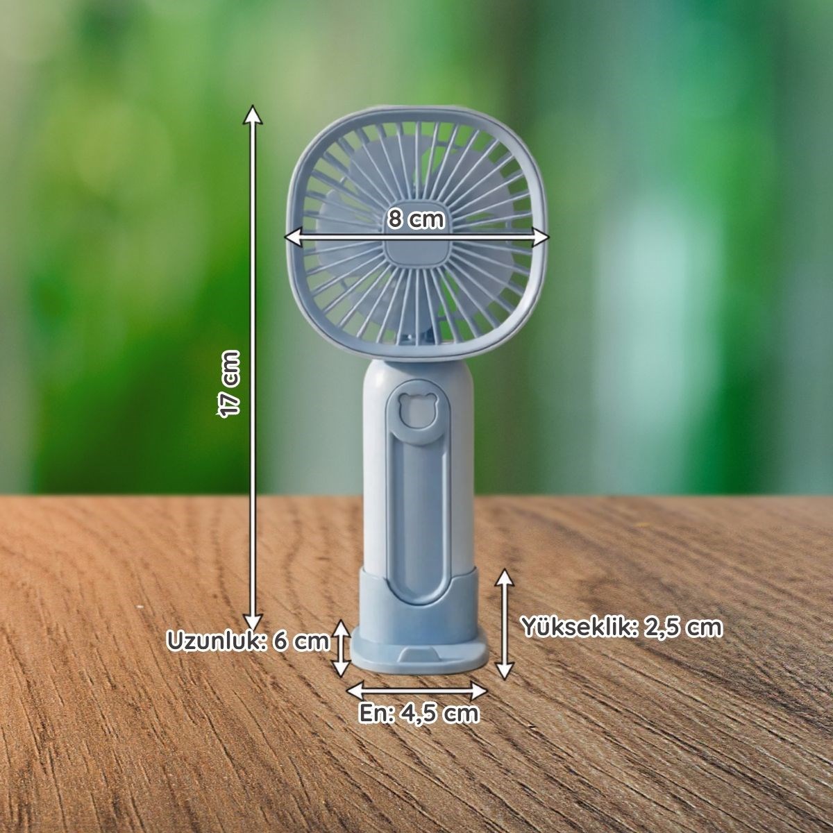 BUFFER® 3 Kademeli Telefon Tutuculu Standlı Mini Fan – Tuşu Ayı Figürlü Masaüstü ve EldeKullanılabilen Taşınabilir Fan  EKL30