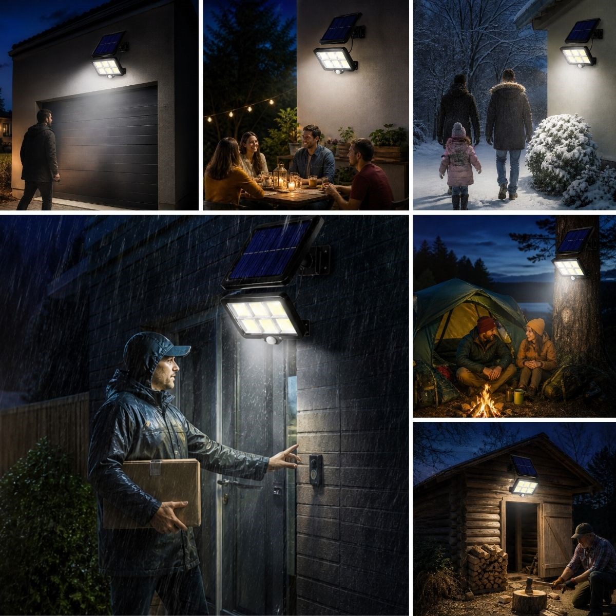 BUFFER® 160 LED Solar Bahçe Aydınlatması, 6’lı Güneş Panelli LED Lamba, 5 Metre Kablolu ve Kumandalı